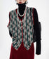 Pattern Trim Knit Vest